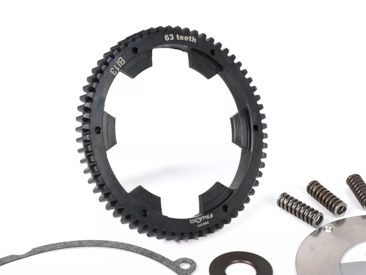 Embrague incl. transmisión primaria -SC, Wideframe, tipo Cosa2/FL- Rueda primaria BGM Pro 63Z (dentado recto)- Vespa 125, VN1T (60001-), VN2T, Vespa 150 VL1T, VL2T, VL3T, VB1T, ACMA 150 GL (1956-1958) - Z23/63 (2.74)