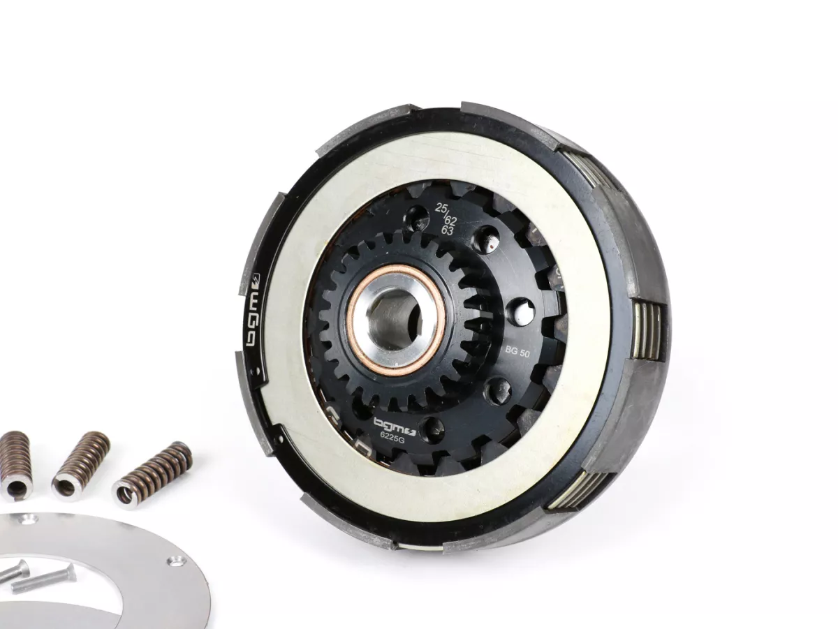 Frizione incl. trasmissione primaria -SC, telaio largo, tipo Cosa2/FL- Ruota primaria BGM Pro 63Z (a denti dritti)- Vespa 125, VN1T (60001-), VN2T, Vespa 150 VL1T, VL2T, VL3T, VB1T, ACMA 150 GL (1956-1958) - Z25/63 (2.52)