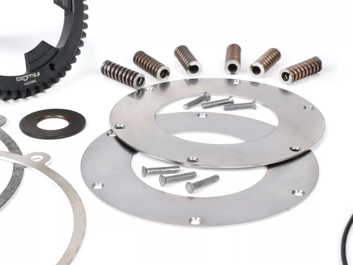 Frizione incl. trasmissione primaria -SC, telaio largo, tipo Cosa2/FL- Ruota primaria BGM Pro 63Z (a denti dritti)- Vespa 125, VN1T (60001-), VN2T, Vespa 150 VL1T, VL2T, VL3T, VB1T, ACMA 150 GL (1956-1958) - Z25/63 (2.52)