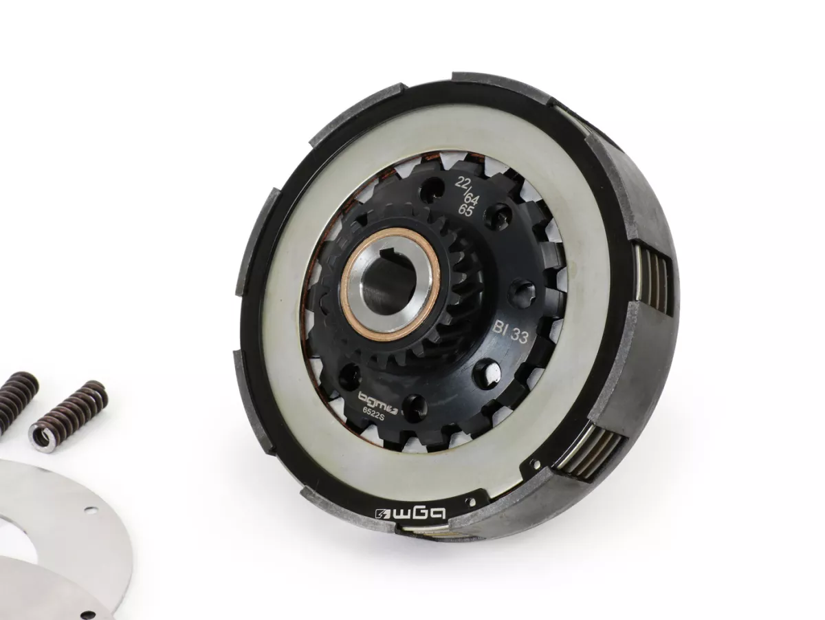 Frizione incl. trasmissione primaria -SC, Wideframe, tipo Cosa2/FL- Ingranaggio primario Bollag Motos 64Z (elicoidale) - Vespa 125, VN1T (60001-), VN2T, Vespa 150 VL1T, VL2T, VL3T, VB1T, ACMA 150 GL (1956-1958) - Z22/64 (2.90)