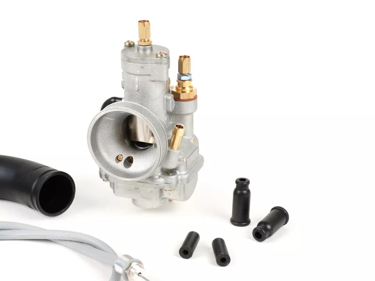 Set carburatore collettore di aspirazione con attacco in gomma -SC, Polini CP 23mm- Vespa Wideframe 125 V1 - V15, V30 - V33, VM, VN, VU, Vespa 150 VL, VB, ACMA 125 (1951-1955), ACMA 150 GL (1956-1958), Motovespa 125N (1953-1958), Hoffmann Vespa 125 A/B/C
