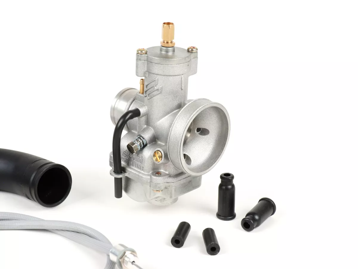 Set carburatore collettore di aspirazione con attacco in gomma -SC, Polini CP 23mm- Vespa Wideframe 125 V1 - V15, V30 - V33, VM, VN, VU, Vespa 150 VL, VB, ACMA 125 (1951-1955), ACMA 150 GL (1956-1958), Motovespa 125N (1953-1958), Hoffmann Vespa 125 A/B/C