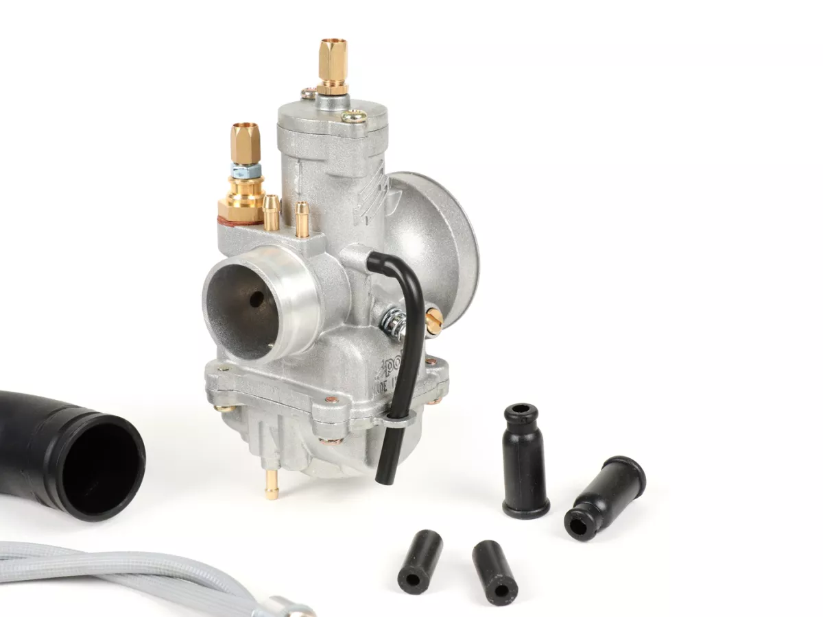 Set carburatore collettore di aspirazione con attacco in gomma -SC, Polini CP 23mm- Vespa Wideframe 125 V1 - V15, V30 - V33, VM, VN, VU, Vespa 150 VL, VB, ACMA 125 (1951-1955), ACMA 150 GL (1956-1958), Motovespa 125N (1953-1958), Hoffmann Vespa 125 A/B/C