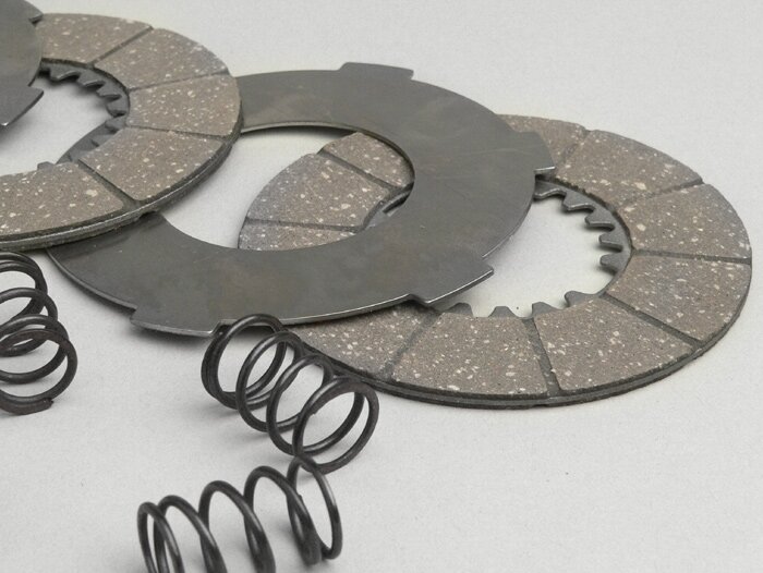 Clutch friction plate set -SURFLEX- Vespa Wideframe VM1T, VM2T, VN1T (-06000), VU1T - (incl. springs and steel plates)