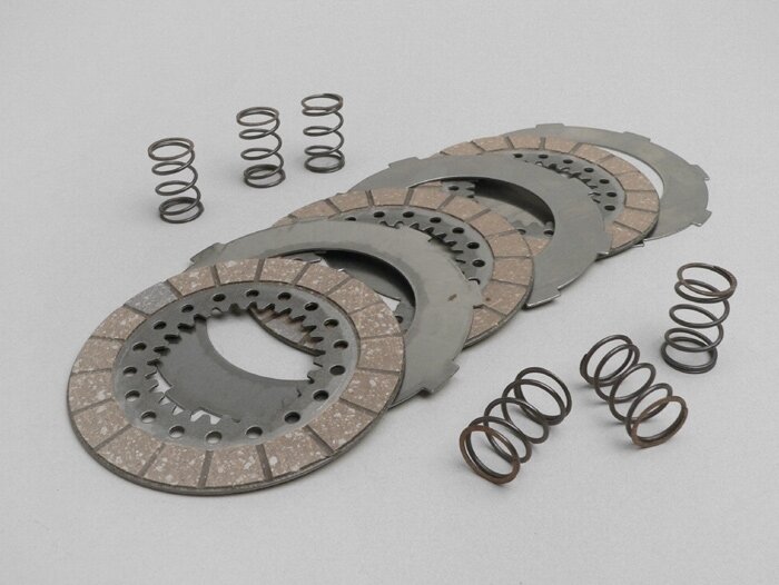 Kit disques d’embrayage garnis -SURFLEX- Vespa GS150 / GS3 VS2T, VS3T, VS4T, VS5T (-0063167) (ressorts et disques lisses incl.)