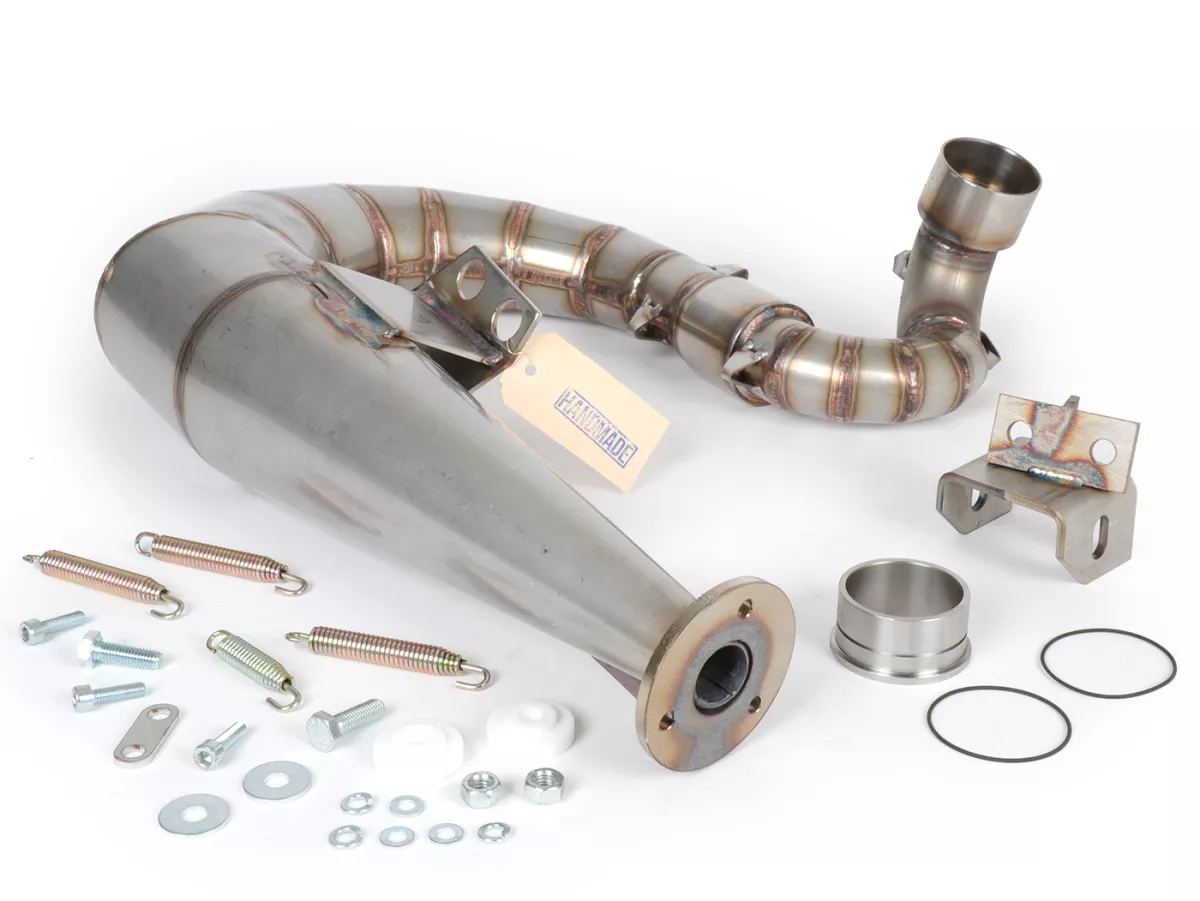 Knalpot -Skuter & Servis Newline tangan kiri Senyap (tanpa peredam) - Vespa PX200 - baja tahan karat