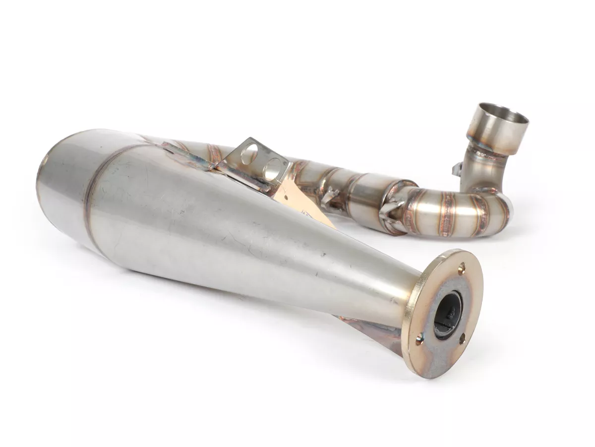 Knalpot -Skuter & Servis Newline tangan kiri Senyap (tanpa peredam) - Vespa PX200 - baja tahan karat