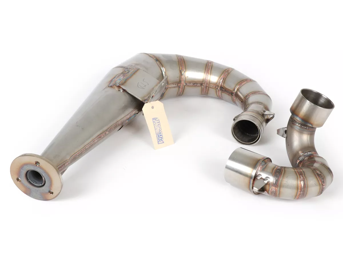 Knalpot -Skuter & Servis Newline tangan kiri Senyap (tanpa peredam) - Vespa PX200 - baja tahan karat