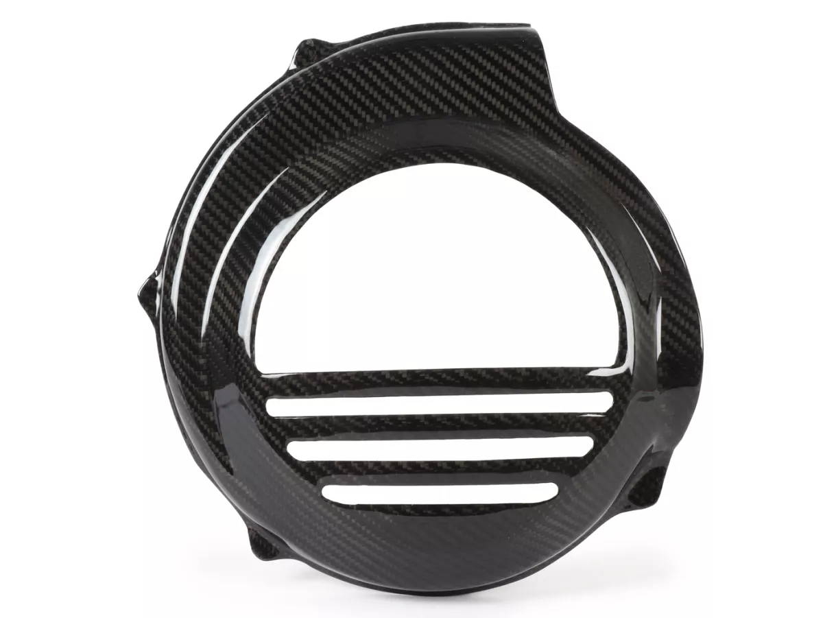 Ventilatorwieldeksel -TOMAS COMPOSITI, echt carbon standaard- Vespa PX80, PX125, PX150, PX200 - alleen modellen met kickstarter