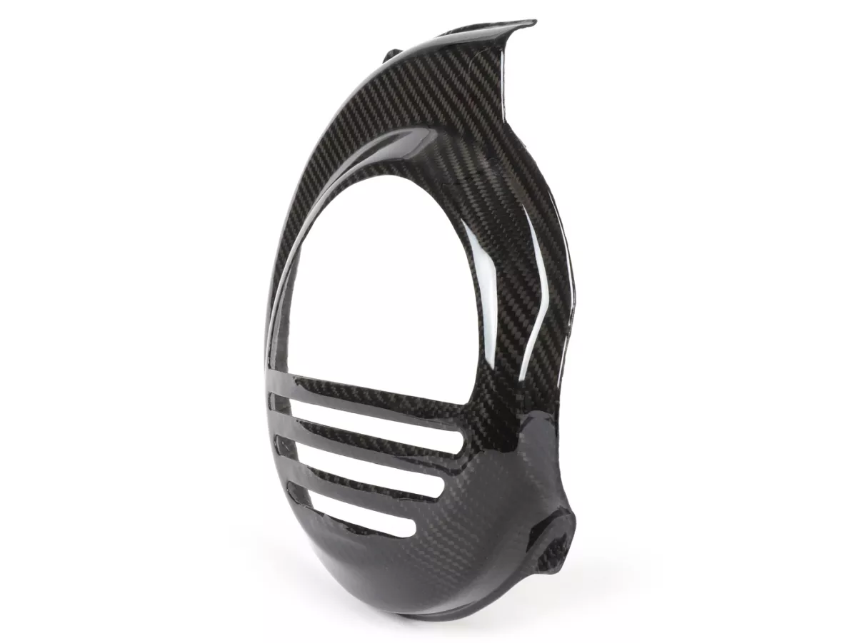 Ventilatorwieldeksel -TOMAS COMPOSITI, echt carbon standaard- Vespa PX80, PX125, PX150, PX200 - alleen modellen met kickstarter