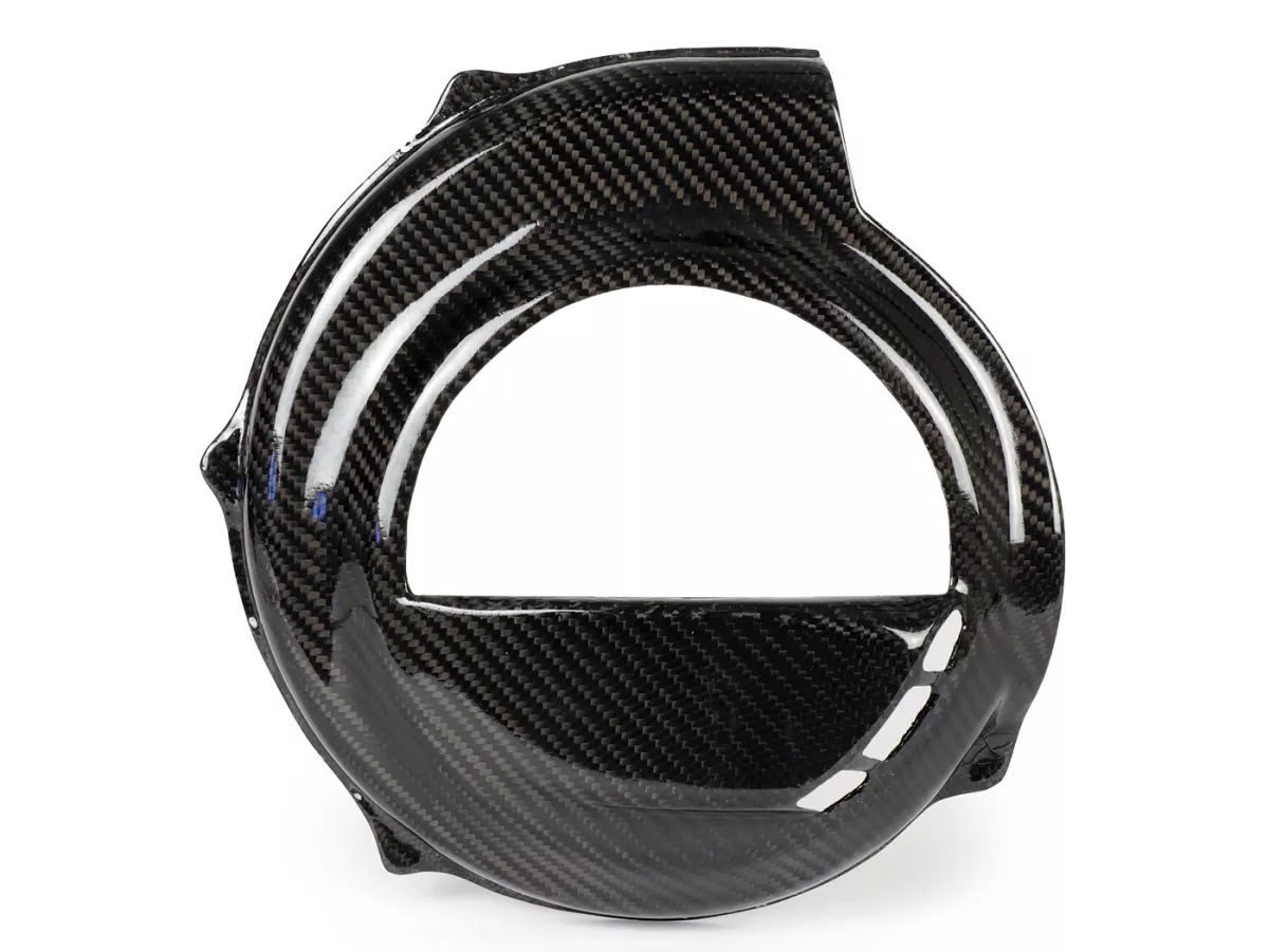 Flywheel cover -TOMAS COMPOSITI, real carbon Race- Vespa PX80, PX125, PX150, PX200 - models only kickstarter