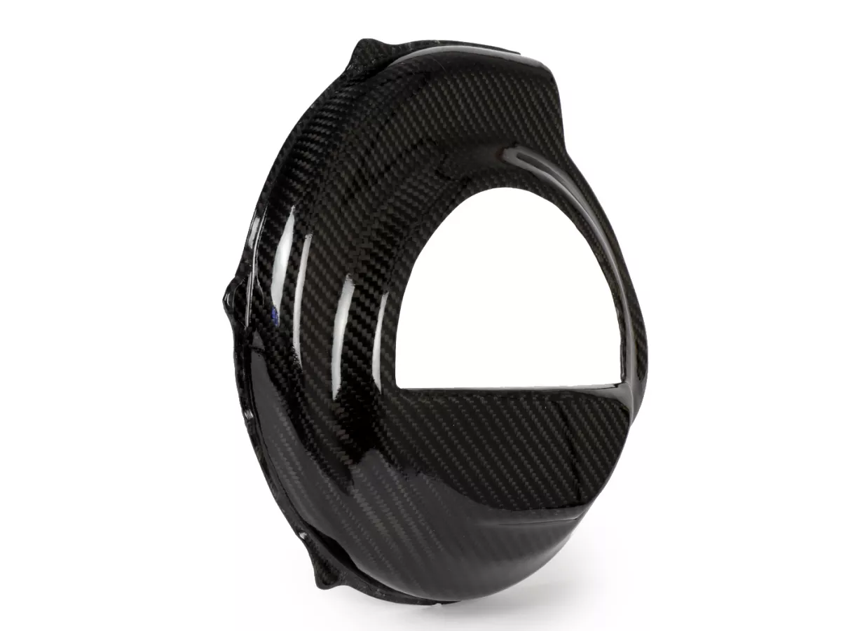 Flywheel cover -TOMAS COMPOSITI, real carbon Race- Vespa PX80, PX125, PX150, PX200 - models only kickstarter