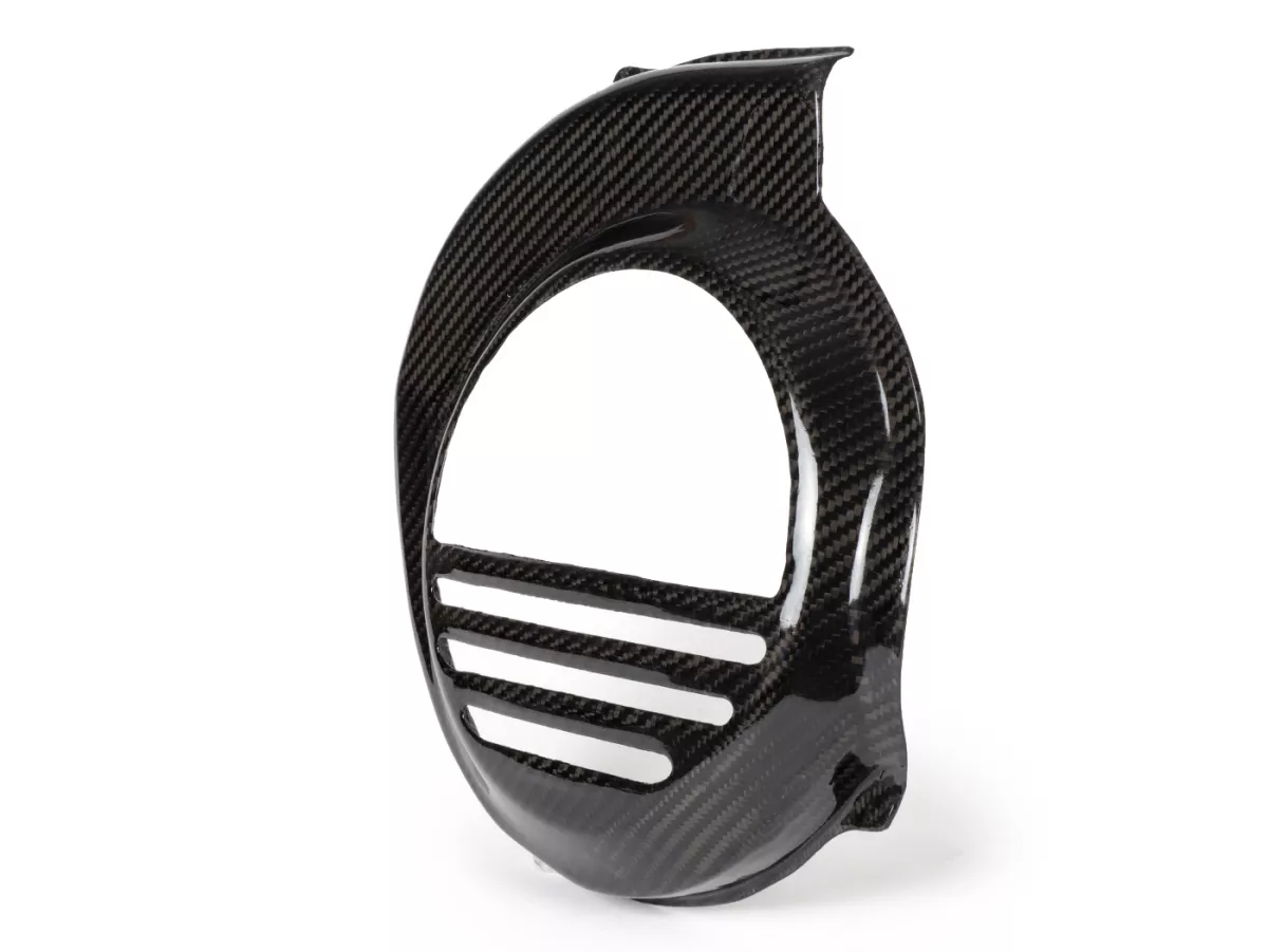 Flywheel cover -TOMAS COMPOSITI, genuine carbon Standard- Vespa PX80, PX125, PX150, PX200 - models with E-Starter