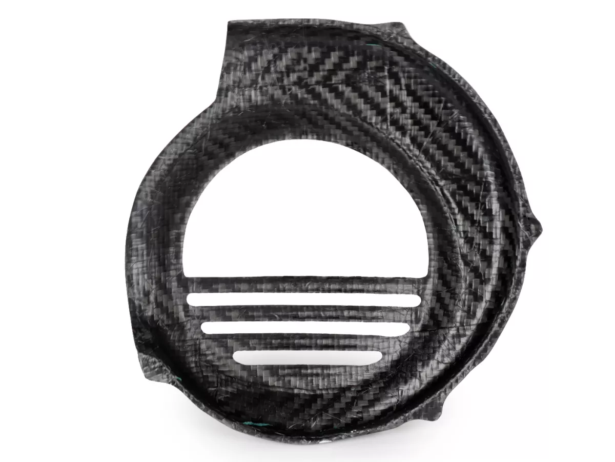 Flywheel cover -TOMAS COMPOSITI, genuine carbon Standard- Vespa PX80, PX125, PX150, PX200 - models with E-Starter