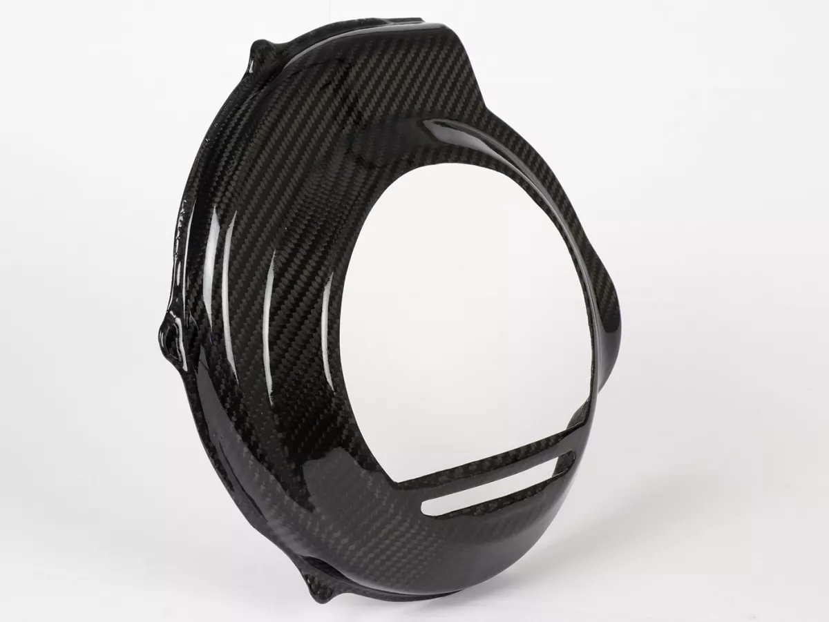 Enjoliveur de roue de ventilateur -TOMAS COMPOSITI, carbone véritable 'open'- Vespa PX80, PX125, PX150, PX200 - modèles seulement kickstarter