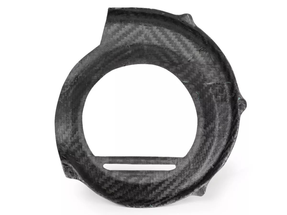Enjoliveur de roue de ventilateur -TOMAS COMPOSITI, carbone véritable 'open'- Vespa PX80, PX125, PX150, PX200 - modèles seulement kickstarter