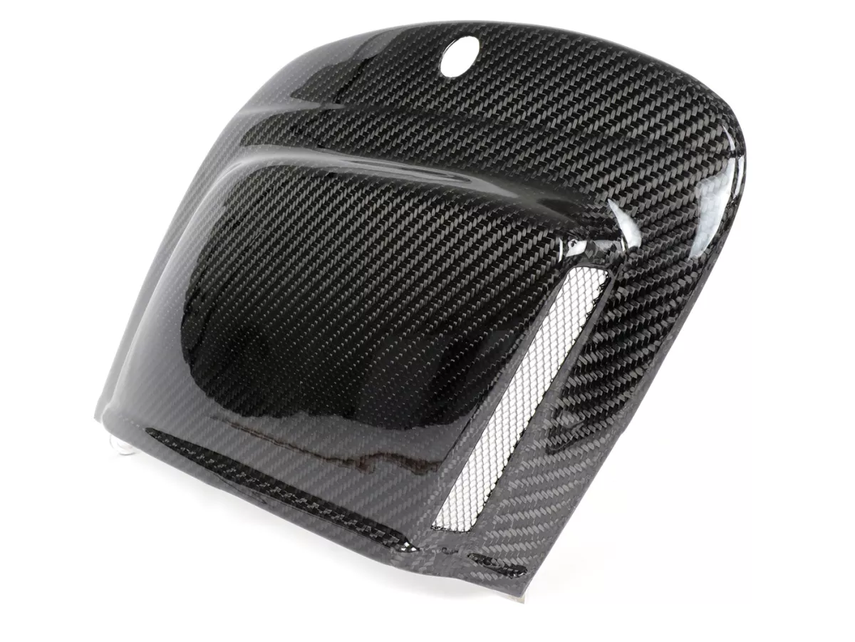 Faldón lateral derecho -TOMAS COMPOSITI, fibra de carbono auténtica para Quattrini M200- Vespa V50 (V5A1T a partir del nº 92877), V50 S (V5SA1T a partir del nº 15325), V90 (a partir del nº 22234), SS50, SS90, PV125, ET3 - con cerradura