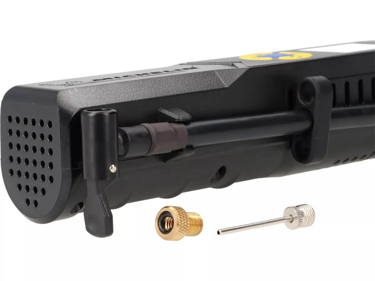 Mini compresor a pilas / compresor de aire con manómetro digital -hasta 10 bar -MICHELIN- para scooters, patinetes, bicicletas, ciclomotores, coches