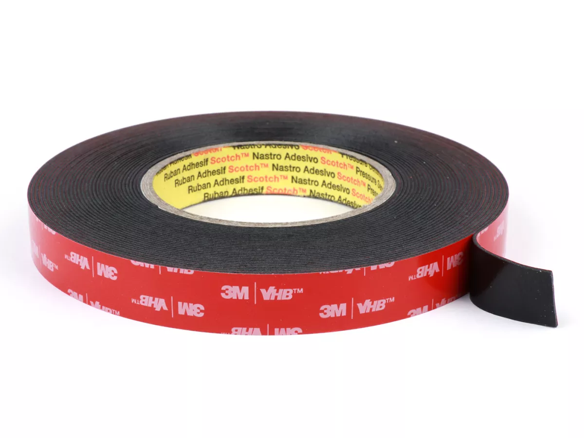 Nastro adesivo -3M™ VHB™ 5952F- 19 mm x 11 m - Nero - Spessore 1,1 mm - Incollaggio forte e duraturo di metallo, vernici a polvere, vetro, legno sigillato, ABS ecc.