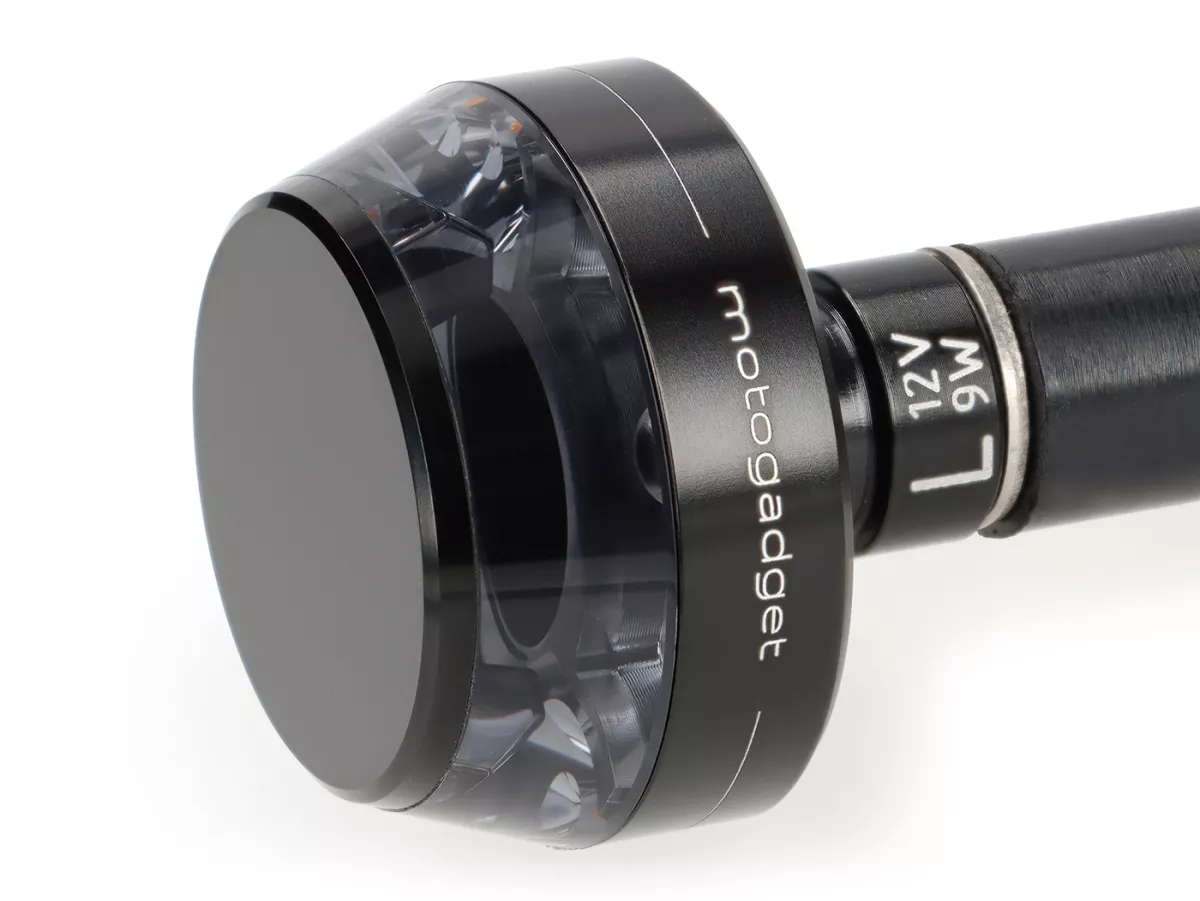 Indicator black tinted -MOTOGADGET handlebar end indicator- m.blaze disc - black anodised - lhs
