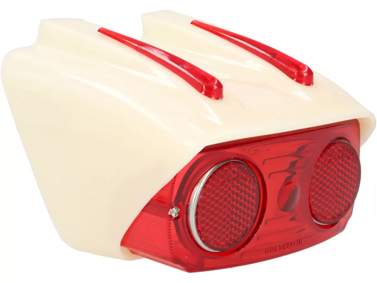 Luz trasera Catalux carcasa de plástico, cristal rojo -OEM QUALITY- Lambretta LI (series 1-2), TV (series 1-2) - incl. junta de goma al cuadro