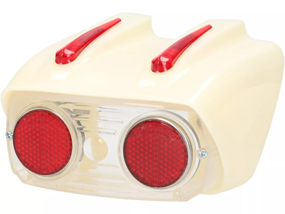 Taillight Catalux plastic housing, rear light glass white -OEM QUALITY- Lambretta LI (Series 1-2), TV (Series 1-2) - incl. sealing rubber to frame
