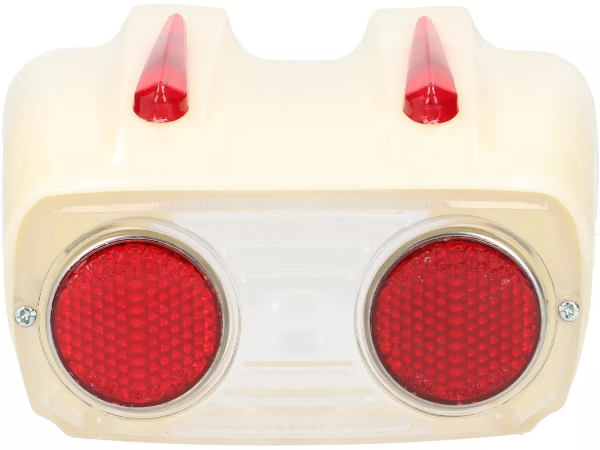 Taillight Catalux plastic housing, rear light glass white -OEM QUALITY- Lambretta LI (Series 1-2), TV (Series 1-2) - incl. sealing rubber to frame