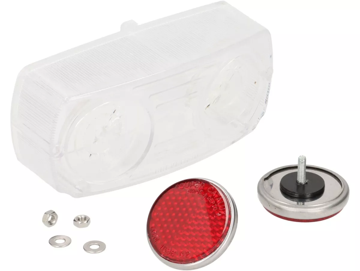 Taillight Catalux plastic housing, rear light glass white -OEM QUALITY- Lambretta LI (Series 1-2), TV (Series 1-2) - incl. sealing rubber to frame