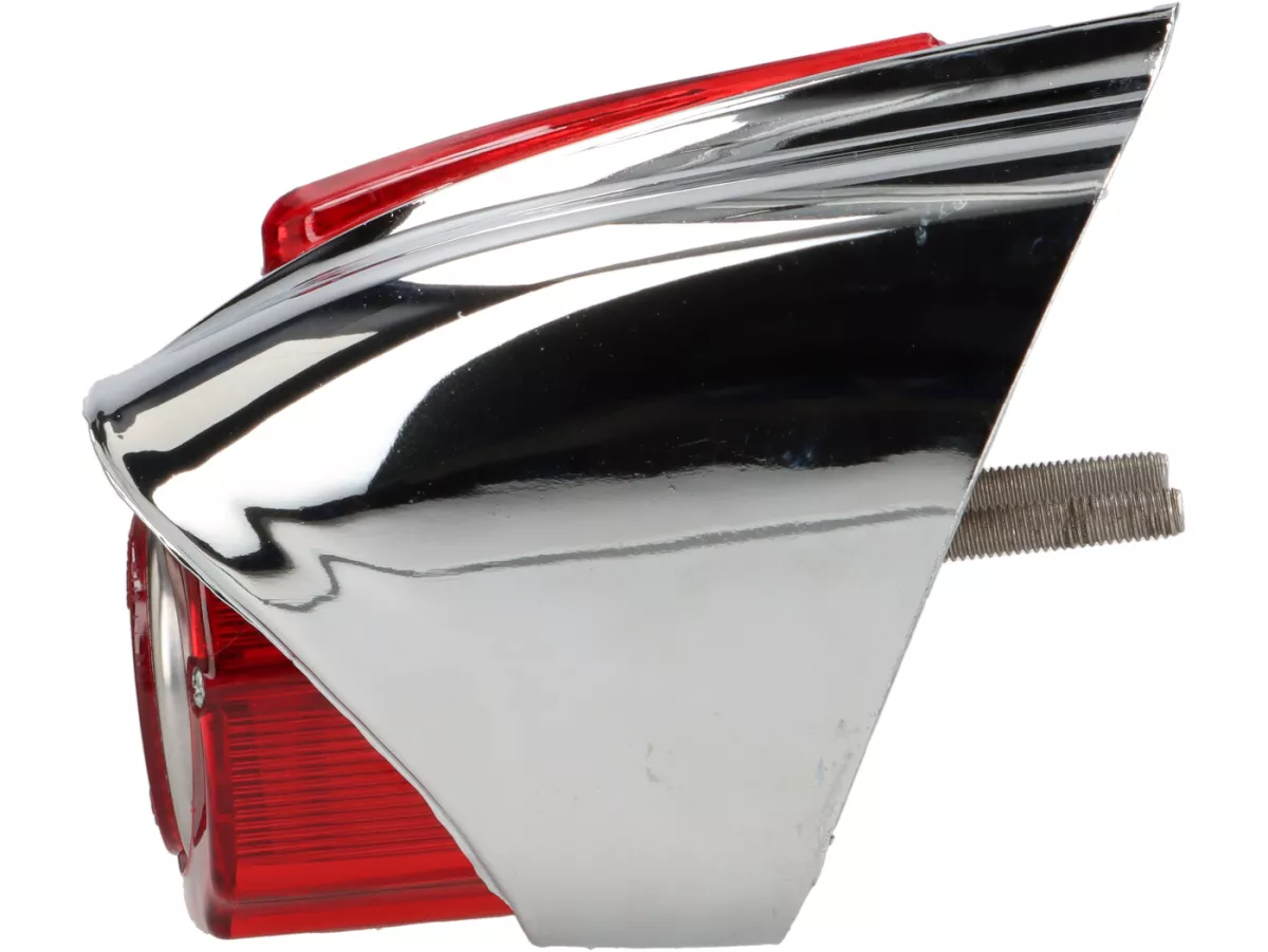 Luz trasera Catalux carcasa de plástico cromada, cristal rojo -CALIDAD OEM- Lambretta LI (Series 1-2), TV (Series 1-2) - incl. junta de goma al marco
