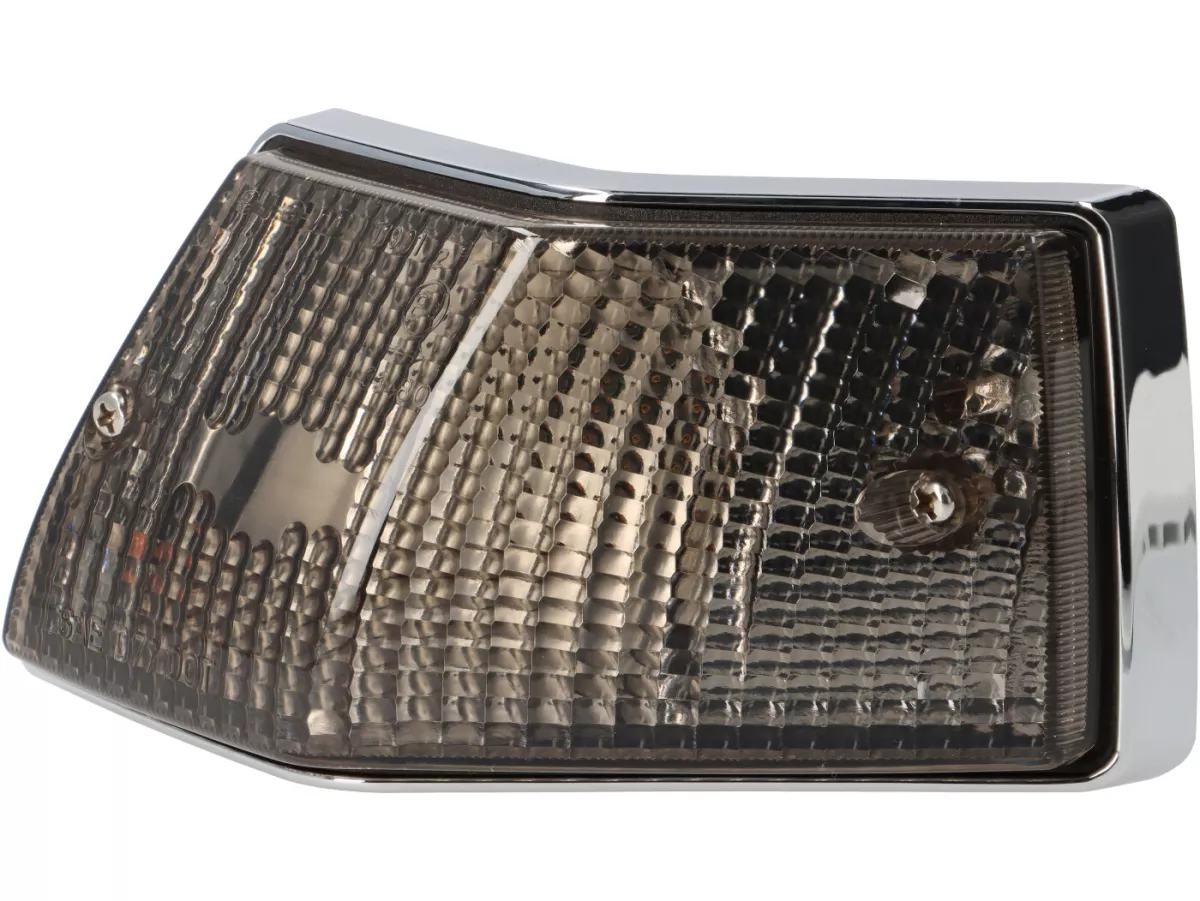 Blinkers -SIEM- Vespa PX80, PX125, PX150, PX200, T5 125cc - kromat hölje - svarta linser - bak höger
