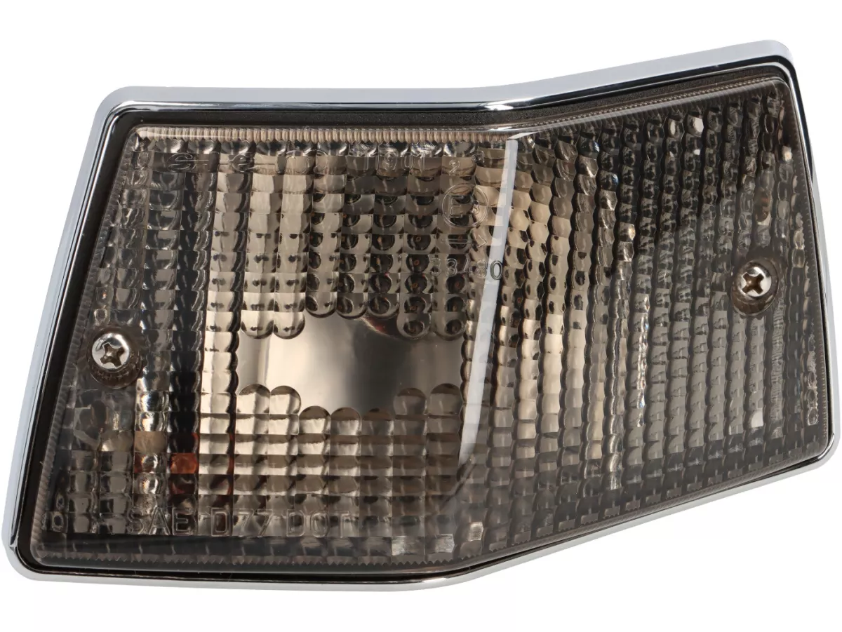 Blinkers -SIEM- Vespa PX80, PX125, PX150, PX200, T5 125cc - kromat hölje - svarta linser - bak höger