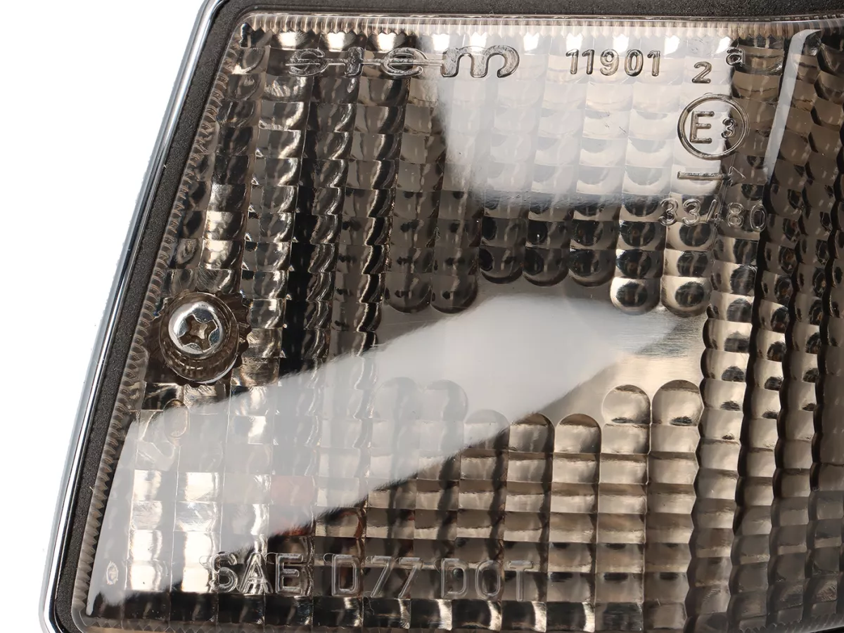 Blinkers -SIEM- Vespa PX80, PX125, PX150, PX200, T5 125cc - kromat hölje - svarta linser - bak höger