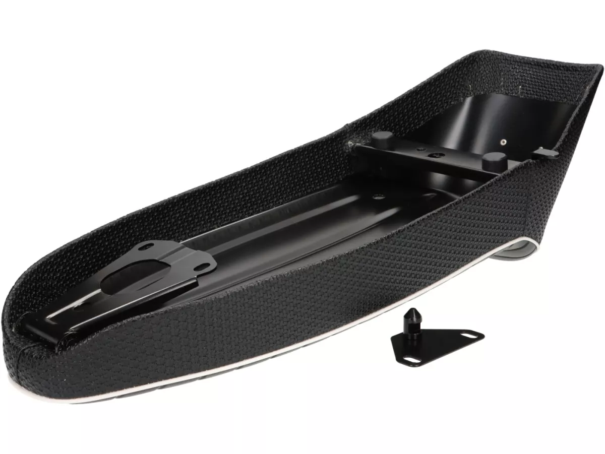 Banco de asiento -SC ANCELLOTTI V2- Vespa Sprint150 (VLB1T), TS125 (VNL3T), GT125 (VNL2T), GTR125 (VNL2T), GL150 (VLA1T), Super, VNA, VNB, VBA, VBB - también adecuado con el tipo de depósito plano en Rally 180/200, GS160, SS180 - Negro