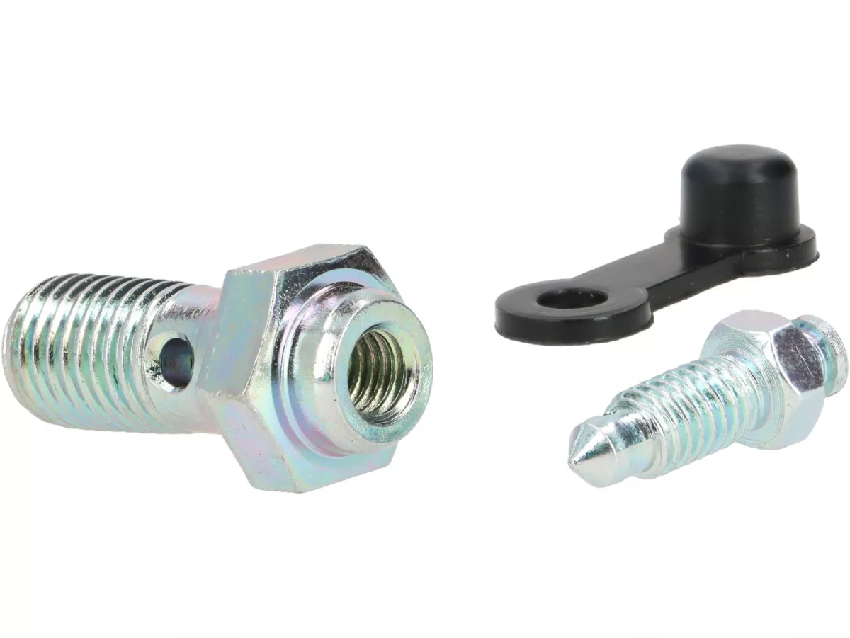 Banjo bolt with bleeding screw -OEM QUALITY M10 x 1.25 galvanised- for brake calliper Stage6, bgm Pro