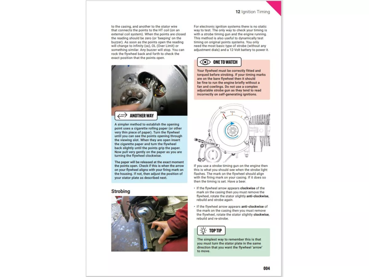 Boek -The Complete Spanner's Manual- Vespa Wideframe Engines - 212 kleurenpagina's, zachte rug - door Martin 'Sticky' Round - taal Engels