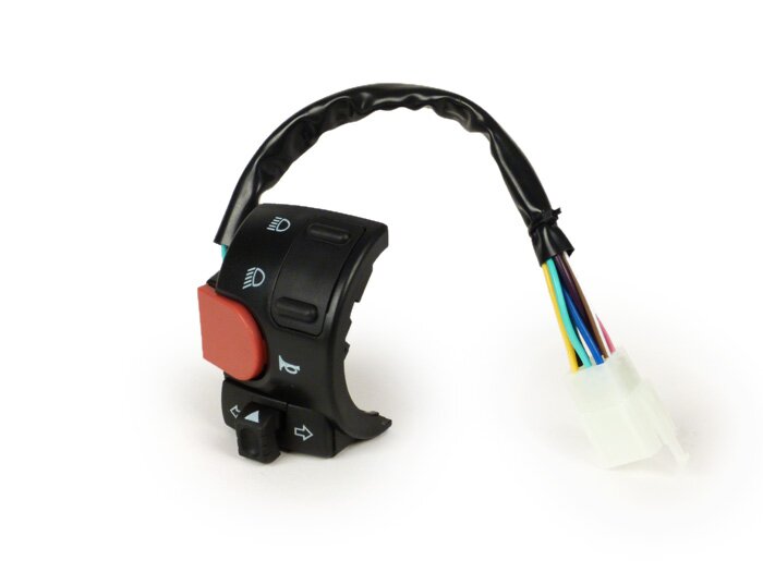 Gruppo interruttore sinistro -TNT- Yamaha Aerox (YQ50/L, 2 tempi) (2003-2012), MBK Nitro (YQ50/L, 2 tempi) (2003-2012) - Nero