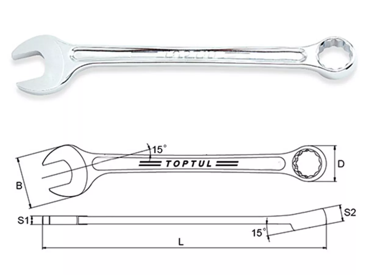 Chiave, chiave ad anello 15° -TOPTUL Hi-Performance- 8mm
