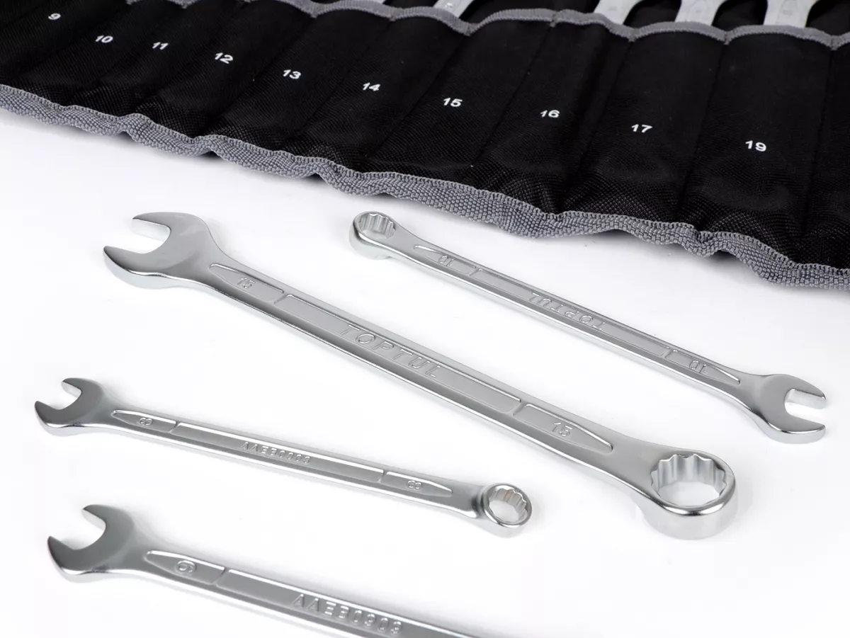 Steeksleutel, 15° ringsleutelset -TOPTUL, 14-delig- 8, 9, 10, 11, 12, 13, 14, 15, 16, 17, 19, 21, 22, 24mm