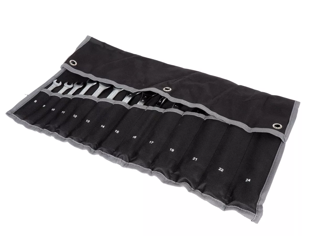 Steeksleutel, 15° ringsleutelset -TOPTUL, 14-delig- 8, 9, 10, 11, 12, 13, 14, 15, 16, 17, 19, 21, 22, 24mm