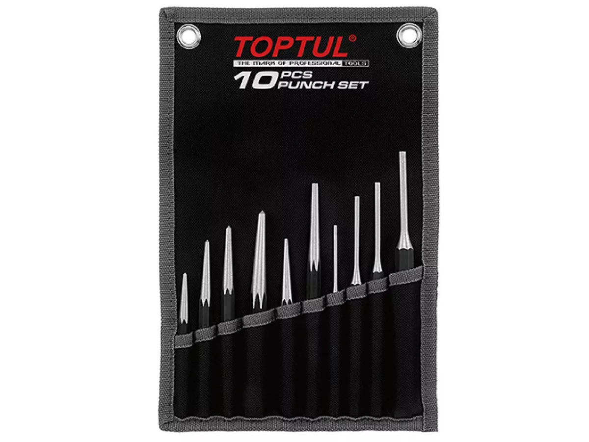 Ponsset, ponsset -TOPTUL, 10-delig- incl. pons, conische pons, centerpons