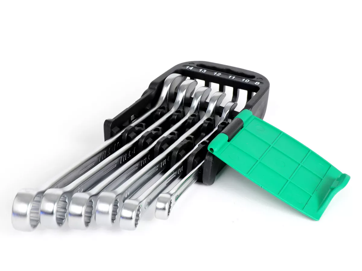Spanners, 15° offset combination open-ended ring wrench set -TOPTUL Hi-Performance, 6 pieces- 8, 10, 11, 12, 13, 14mm