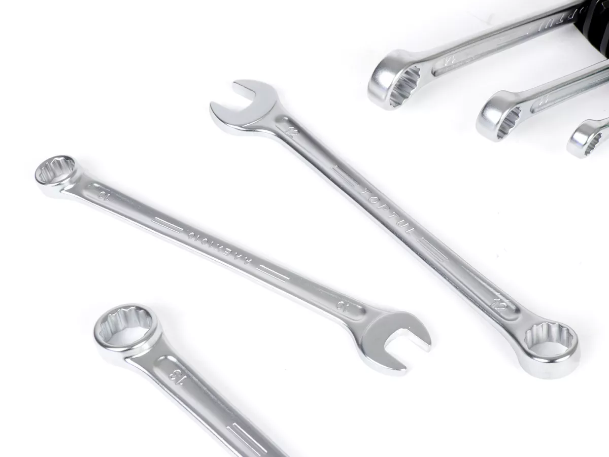Spanners, 15° offset combination open-ended ring wrench set -TOPTUL Hi-Performance, 6 pieces- 8, 10, 11, 12, 13, 14mm