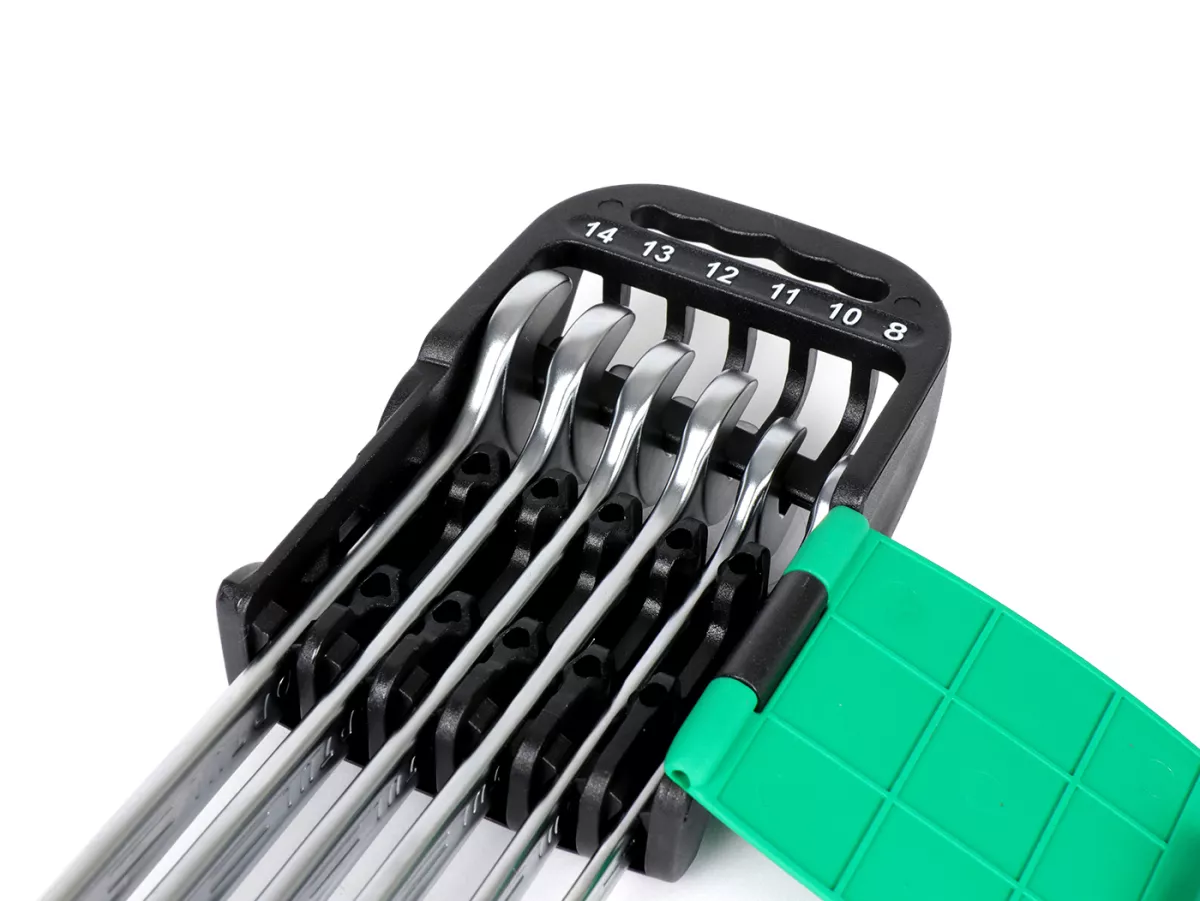 Spanners, 15° offset combination open-ended ring wrench set -TOPTUL Hi-Performance, 6 pieces- 8, 10, 11, 12, 13, 14mm