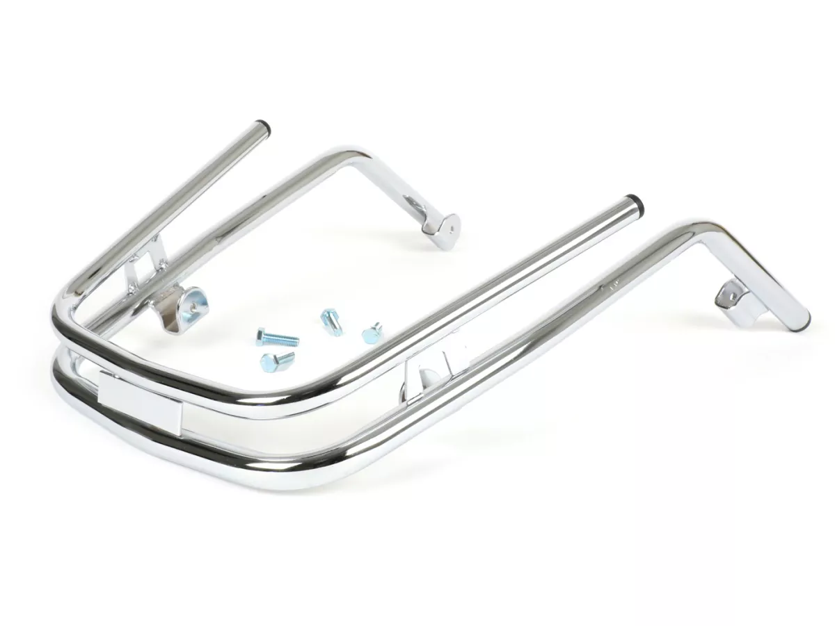 Parachoques delantero -MOTO NOSTRA, doble tubo- Vespa PX80, PX125, PX150, PX200 - Cromado