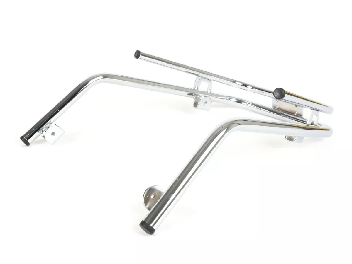 Parachoques delantero -MOTO NOSTRA, doble tubo- Vespa PX80, PX125, PX150, PX200 - Cromado