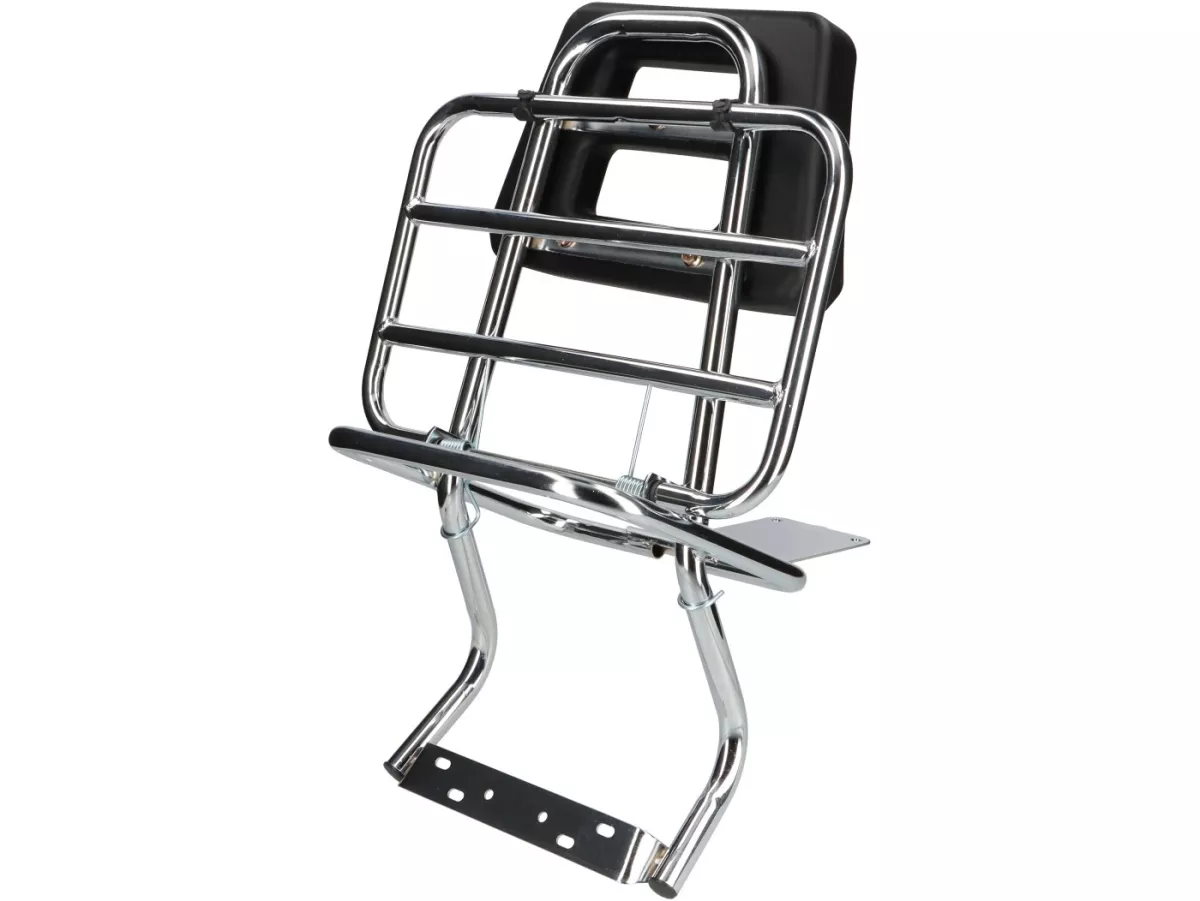 Bagagedrager met rugleuning -MOTO NOSTRA- Vespa PX80, PX125, PX150, PX200 - Chroom