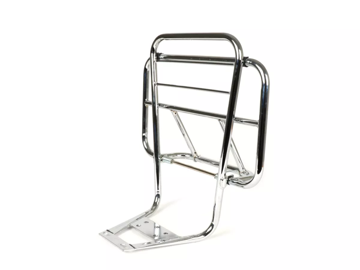 Rack with backrest -MOTO NOSTRA V2- Vespa PX80, PX125, PX150, PX200 - chrome