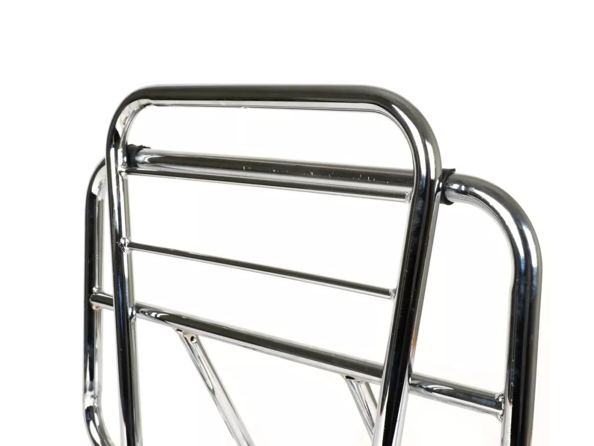Rack with backrest -MOTO NOSTRA V2- Vespa PX80, PX125, PX150, PX200 - chrome