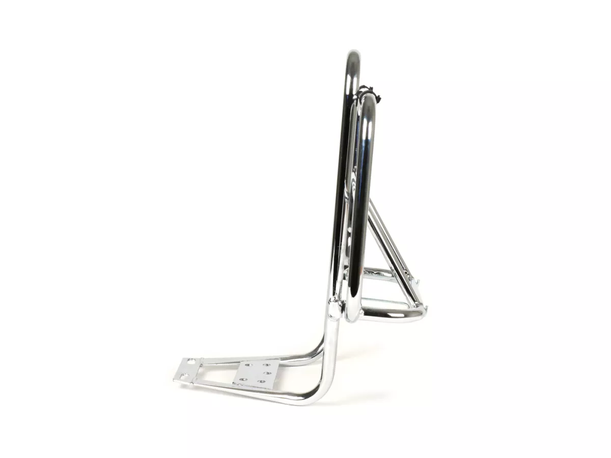 Rack with backrest -MOTO NOSTRA V2- Vespa PX80, PX125, PX150, PX200 - chrome