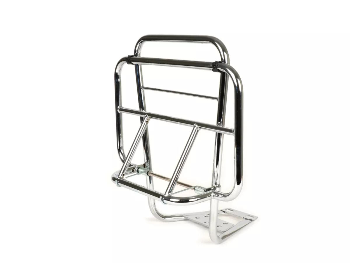 Rack with backrest -MOTO NOSTRA V2- Vespa PX80, PX125, PX150, PX200 - chrome